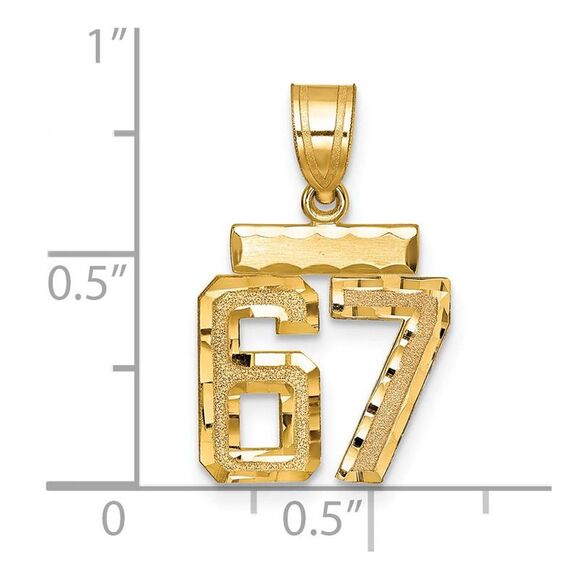 14k Yellow Gold, Varsity Collection, Small D/C Pendant Number 67 - Picture 2 of 3